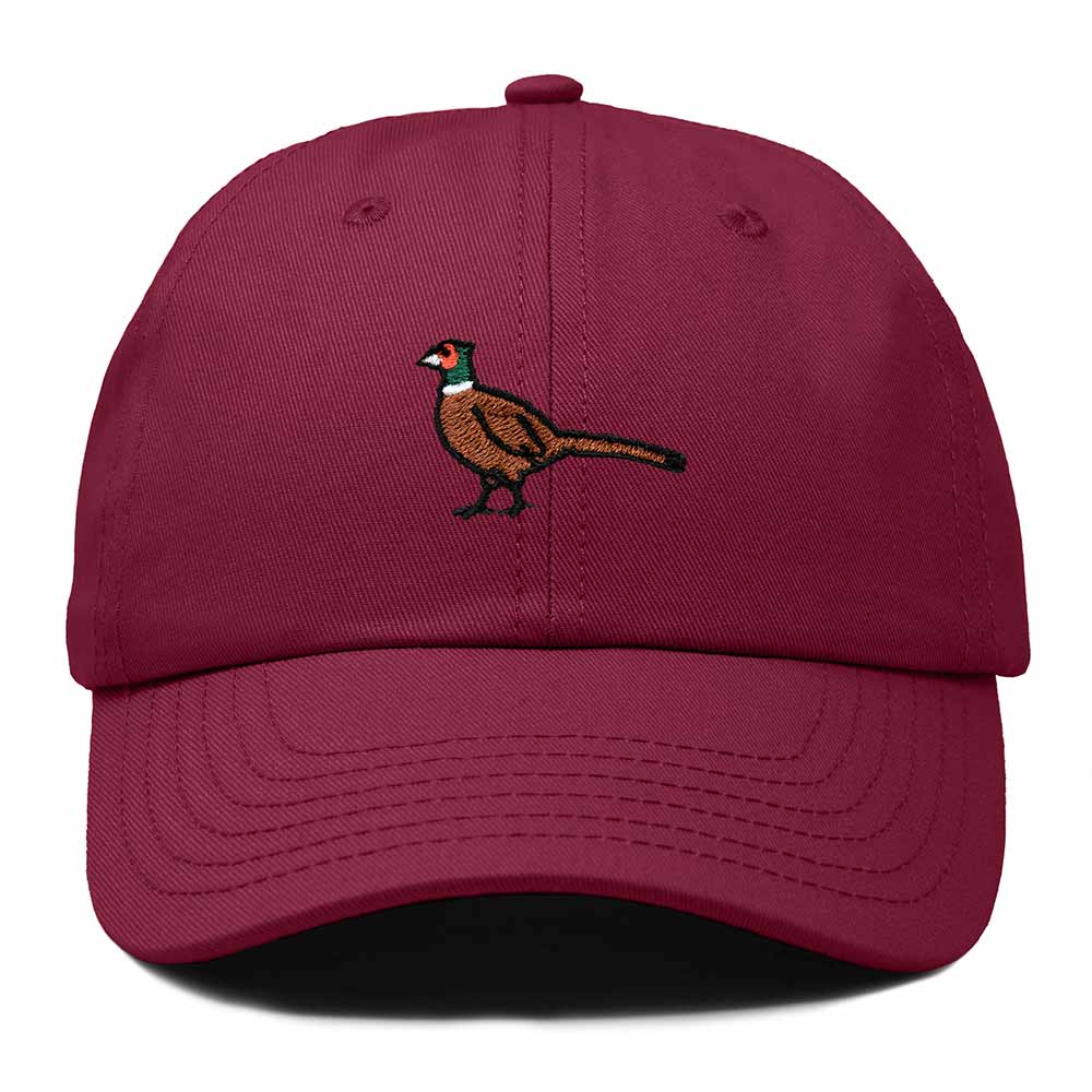 Dalix Ring Necked Pheasant South Dakota Embroidered Bird Cotton Baseball Cap Dad Hat Mens Womens Outdoor Summer in Maroon
