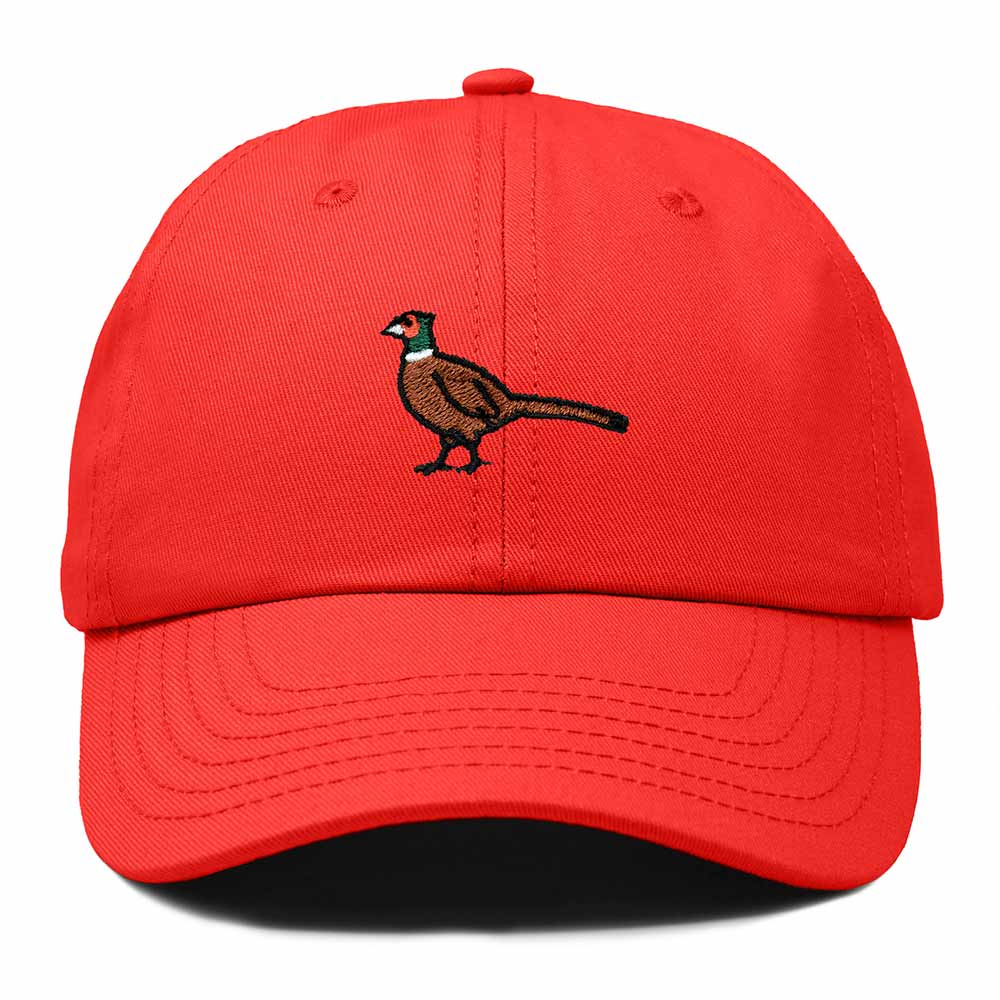 Dalix Ring Necked Pheasant South Dakota Embroidered Bird Cotton Baseball Cap Dad Hat Mens Womens Outdoor Summer in Red
