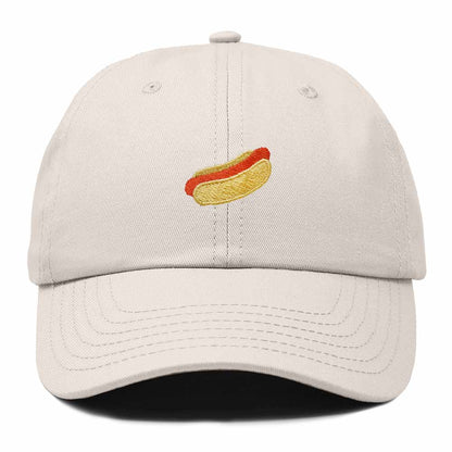 Dalix Plain Hot Dog Embroidered Cotton Dad Hat Food Adjustable Baseball Cap Summer Outdoor Unisex Mens Womens in Beige