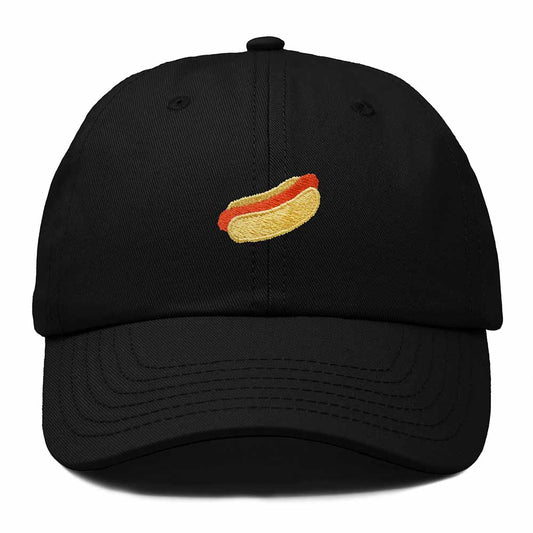 Dalix Plain Hot Dog Embroidered Cotton Dad Hat Food Adjustable Baseball Cap Summer Outdoor Unisex Mens Womens in Black