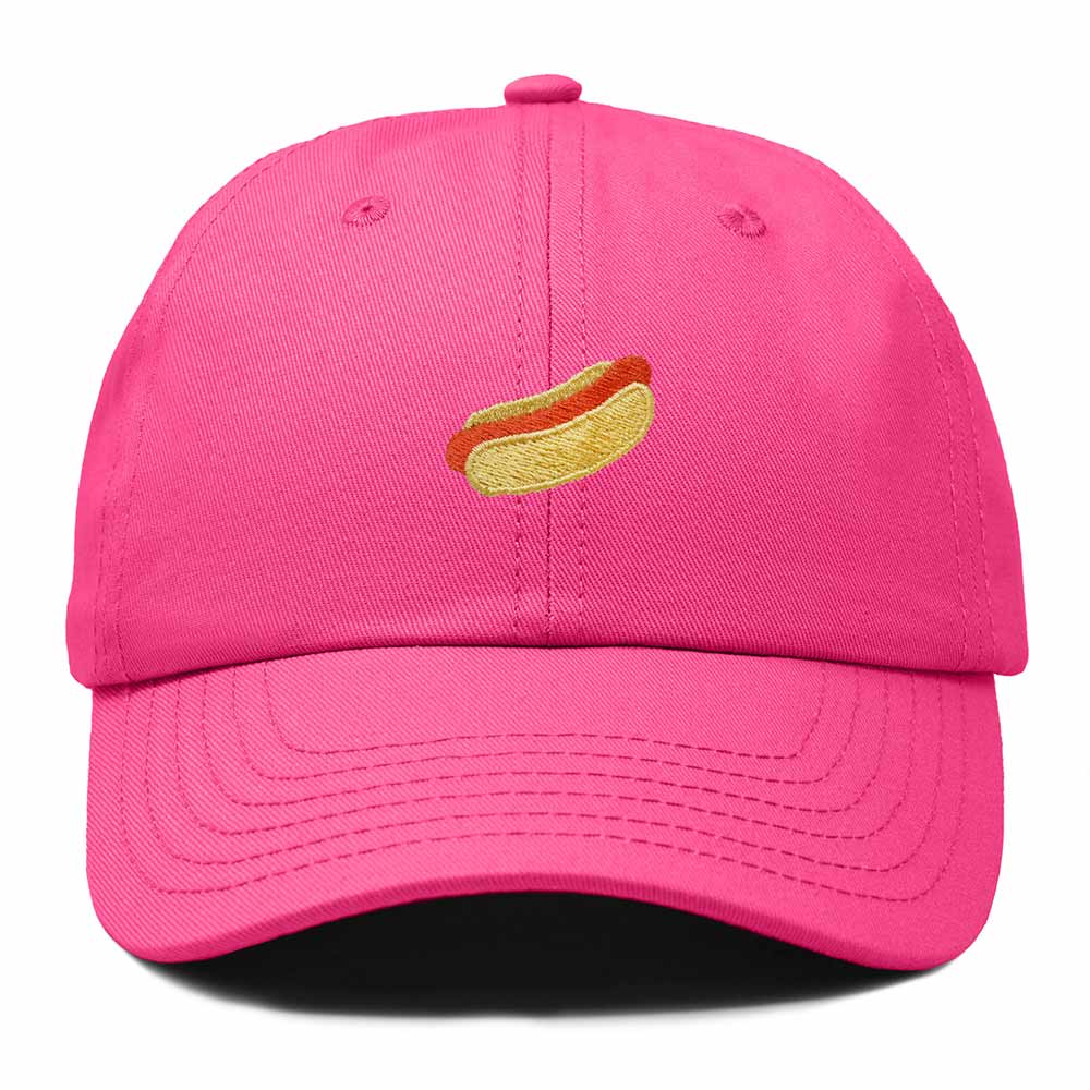 Dalix Plain Hot Dog Embroidered Cotton Dad Hat Food Adjustable Baseball Cap Summer Outdoor Unisex Mens Womens in Hot Pink