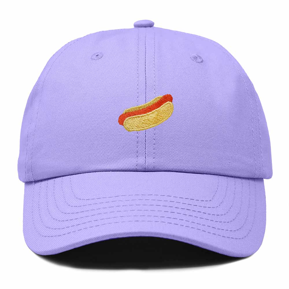 Dalix Plain Hot Dog Embroidered Cotton Dad Hat Food Adjustable Baseball Cap Summer Outdoor Unisex Mens Womens in Lavender