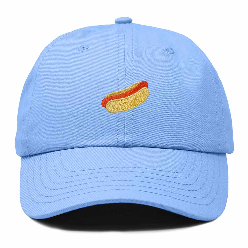 Dalix Plain Hot Dog Embroidered Cotton Dad Hat Food Adjustable Baseball Cap Summer Outdoor Unisex Mens Womens in Light Blue