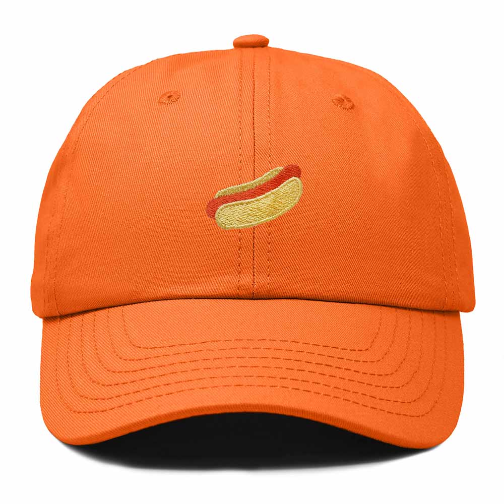 Dalix Plain Hot Dog Embroidered Cotton Dad Hat Food Adjustable Baseball Cap Summer Outdoor Unisex Mens Womens in Orange