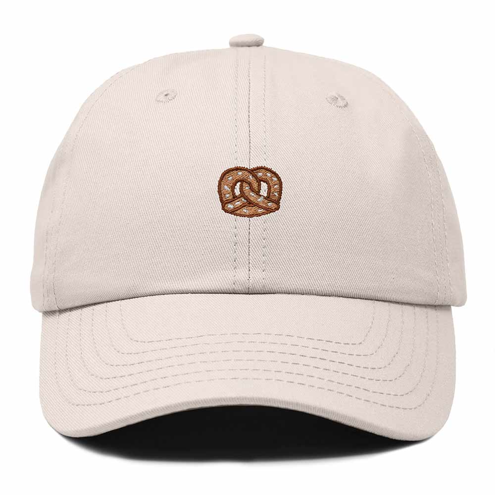 Dalix Pretzel Embroidered Dad Cap Adjustable Cotton Twill Baseball Hat Casual Relaxed Low Profile Cap Womens in Beige