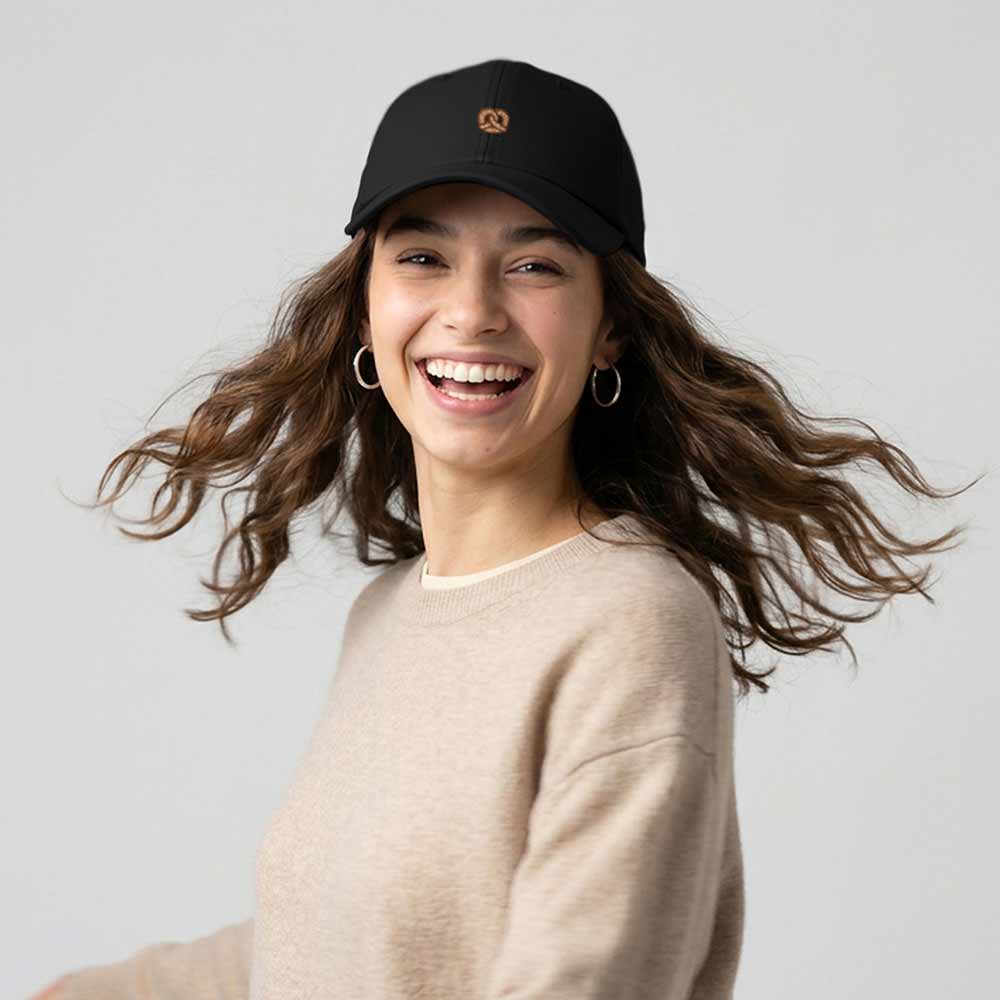 Dalix Pretzel Embroidered Dad Cap Adjustable Cotton Twill Baseball Hat Casual Relaxed Low Profile Cap Womens in Black