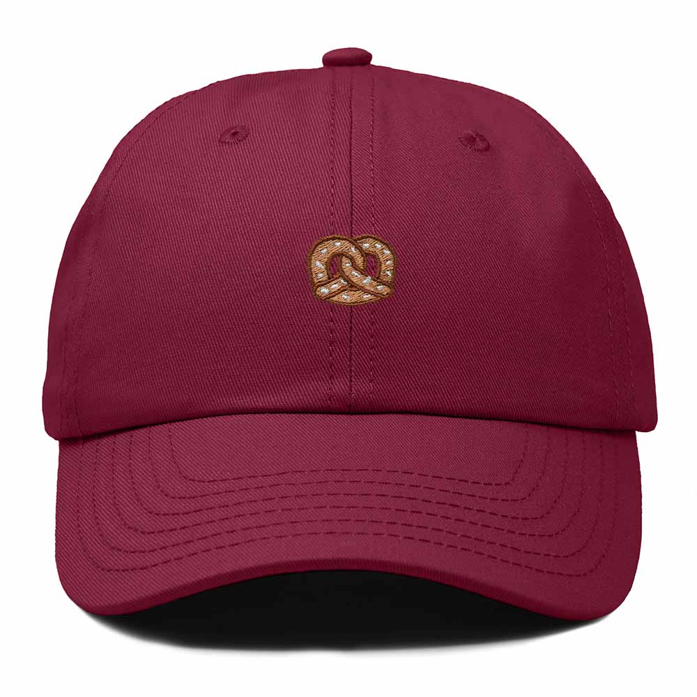 Dalix Pretzel Embroidered Dad Cap Adjustable Cotton Twill Baseball Hat Casual Relaxed Low Profile Cap Womens in Maroon