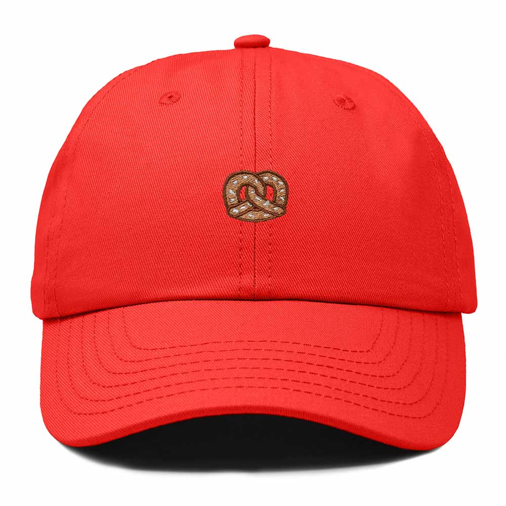 Dalix Pretzel Embroidered Dad Cap Adjustable Cotton Twill Baseball Hat Casual Relaxed Low Profile Cap Womens in Red