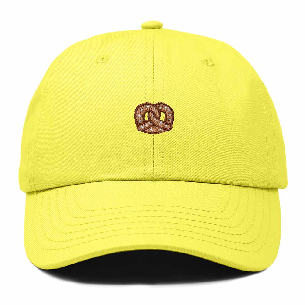 Dalix Pretzel Embroidered Dad Cap Adjustable Cotton Twill Baseball Hat Casual Relaxed Low Profile Cap Womens in Yellow