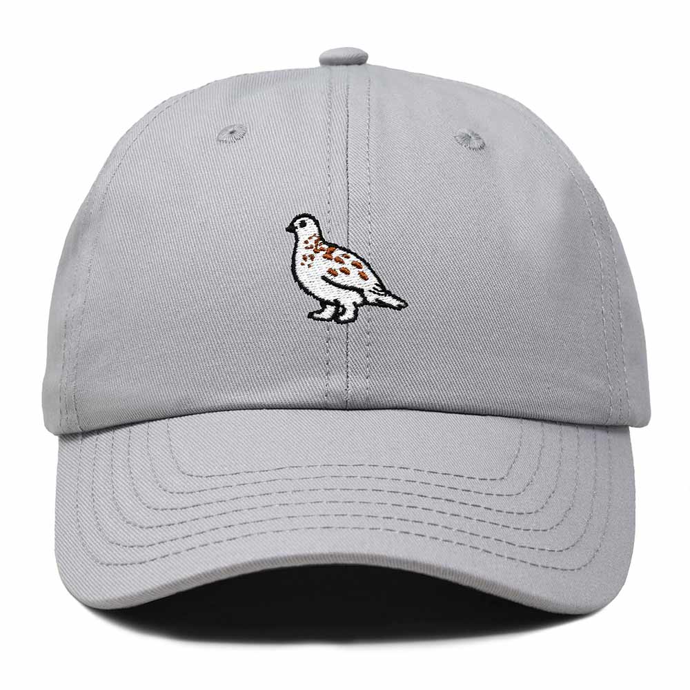 Dalix Willow Ptarmigan Alaska Embroidered Bird Cotton Baseball Cap Dad Hat Mens Womens Outdoor Summer in Gray
