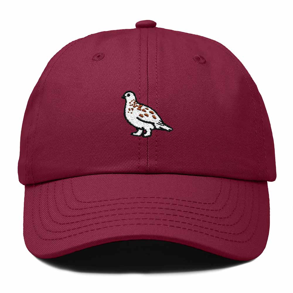 Dalix Willow Ptarmigan Alaska Embroidered Bird Cotton Baseball Cap Dad Hat Mens Womens Outdoor Summer in Maroon