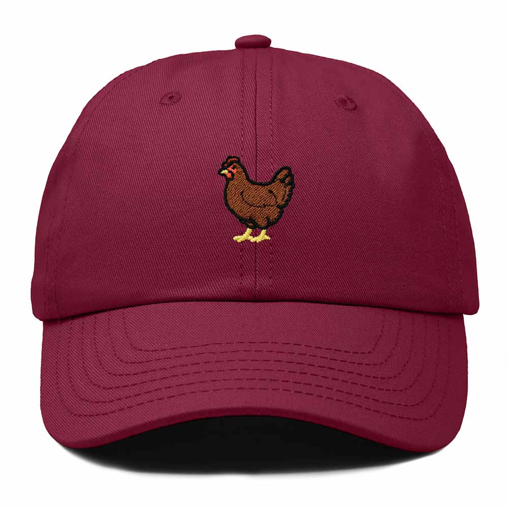 Dalix Rhode Island Red Embroidered Bird Cotton Baseball Cap Dad Hat Mens Womens Outdoor Summer in Maroon