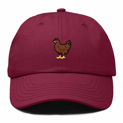Dalix Rhode Island Red Embroidered Bird Cotton Baseball Cap Dad Hat Mens Womens Outdoor Summer in Maroon