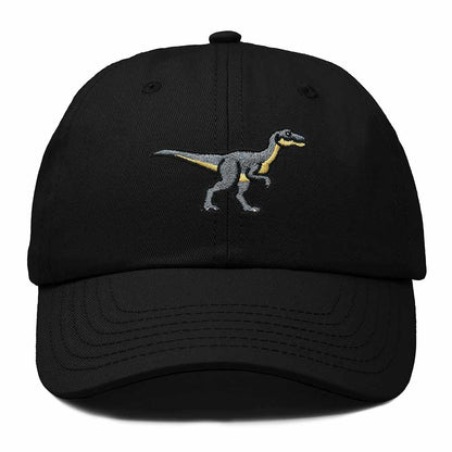 Dalix Velociraptor Embroidered Dinosaur Cotton Summer Outdoor Baseball Cap Dad Hat Mens in Black