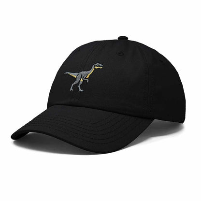 Dalix Velociraptor Embroidered Dinosaur Cotton Summer Outdoor Baseball Cap Dad Hat Mens in Black