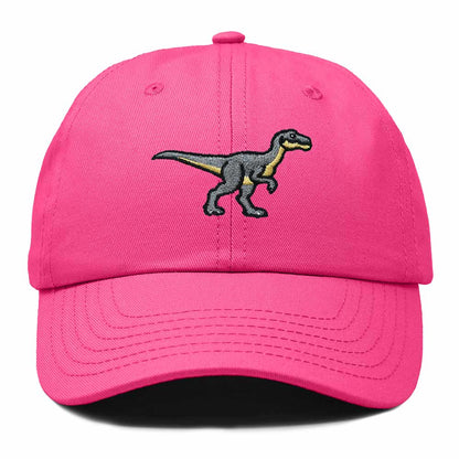 Dalix Velociraptor Embroidered Dinosaur Cotton Summer Outdoor Baseball Cap Dad Hat Mens in Hot Pink