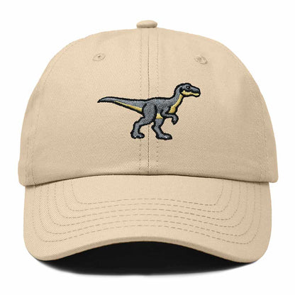 Dalix Velociraptor Embroidered Dinosaur Cotton Summer Outdoor Baseball Cap Dad Hat Mens in Khaki