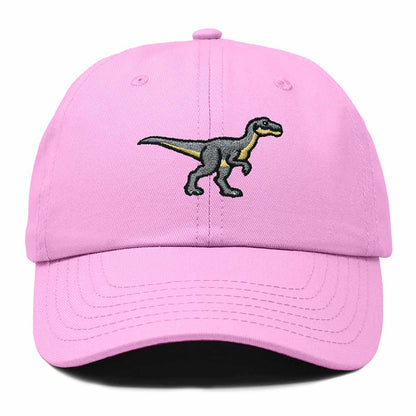 Dalix Velociraptor Embroidered Dinosaur Cotton Summer Outdoor Baseball Cap Dad Hat Mens in Light Pink