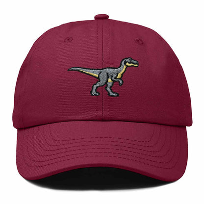 Dalix Velociraptor Embroidered Dinosaur Cotton Summer Outdoor Baseball Cap Dad Hat Mens in Maroon