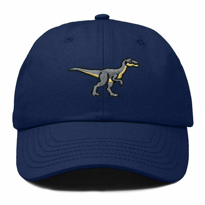 Dalix Velociraptor Embroidered Dinosaur Cotton Summer Outdoor Baseball Cap Dad Hat Mens in Navy Blue
