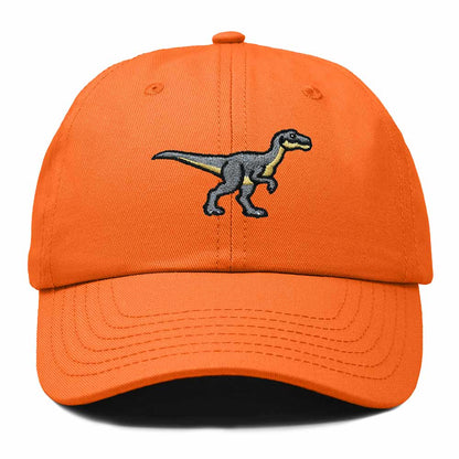 Dalix Velociraptor Embroidered Dinosaur Cotton Summer Outdoor Baseball Cap Dad Hat Mens in Orange