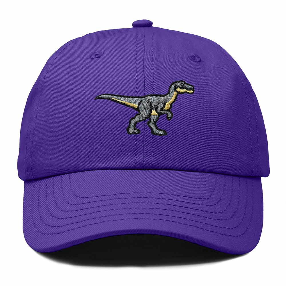 Dalix Velociraptor Embroidered Dinosaur Cotton Summer Outdoor Baseball Cap Dad Hat Mens in Purple
