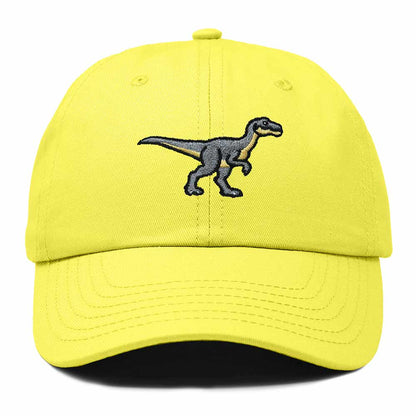 Dalix Velociraptor Embroidered Dinosaur Cotton Summer Outdoor Baseball Cap Dad Hat Mens in Yellow