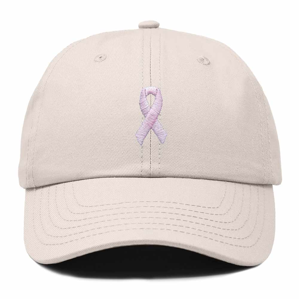 Dalix Pink Ribbon Dad Hat Breast Cancer Awareness Adjustable Cotton Baseball Cap Unstructured Low Profile Cap Womens in Beige