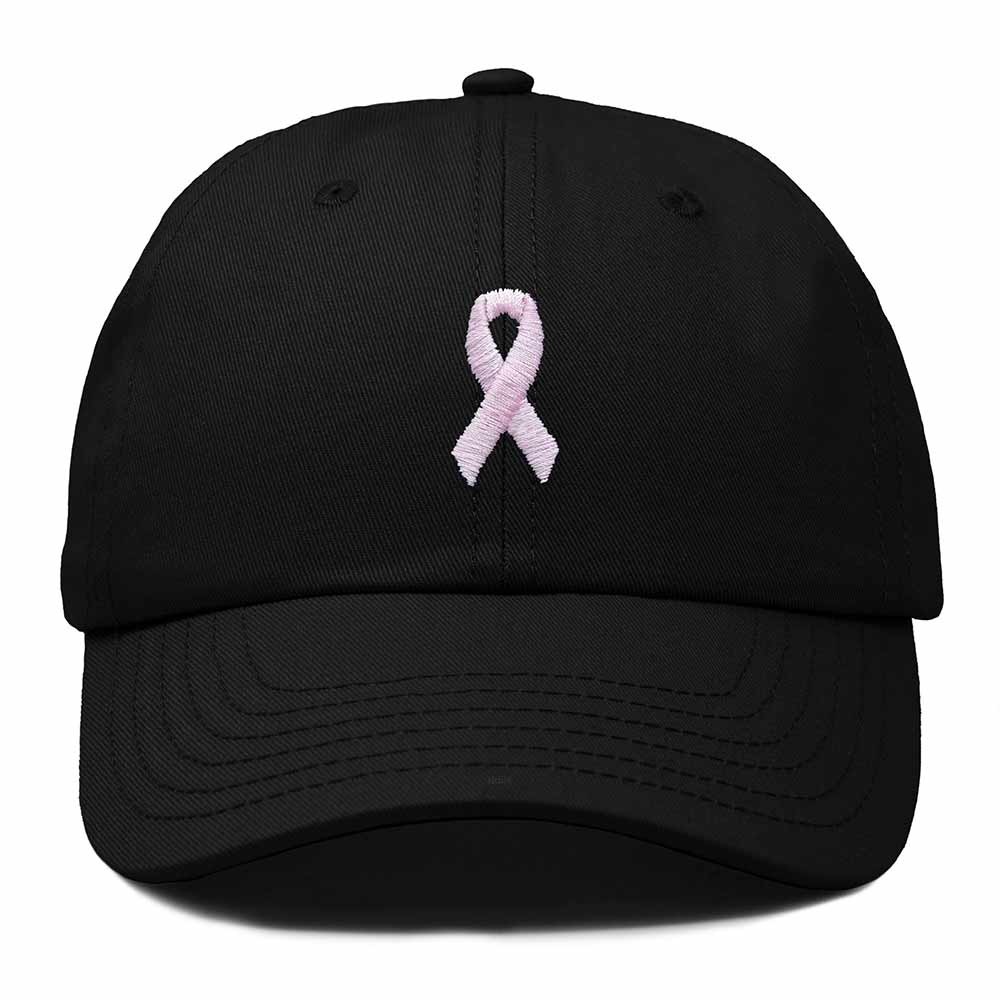 Dalix Pink Ribbon Dad Hat Breast Cancer Awareness Adjustable Cotton Baseball Cap Unstructured Low Profile Cap Womens in Black