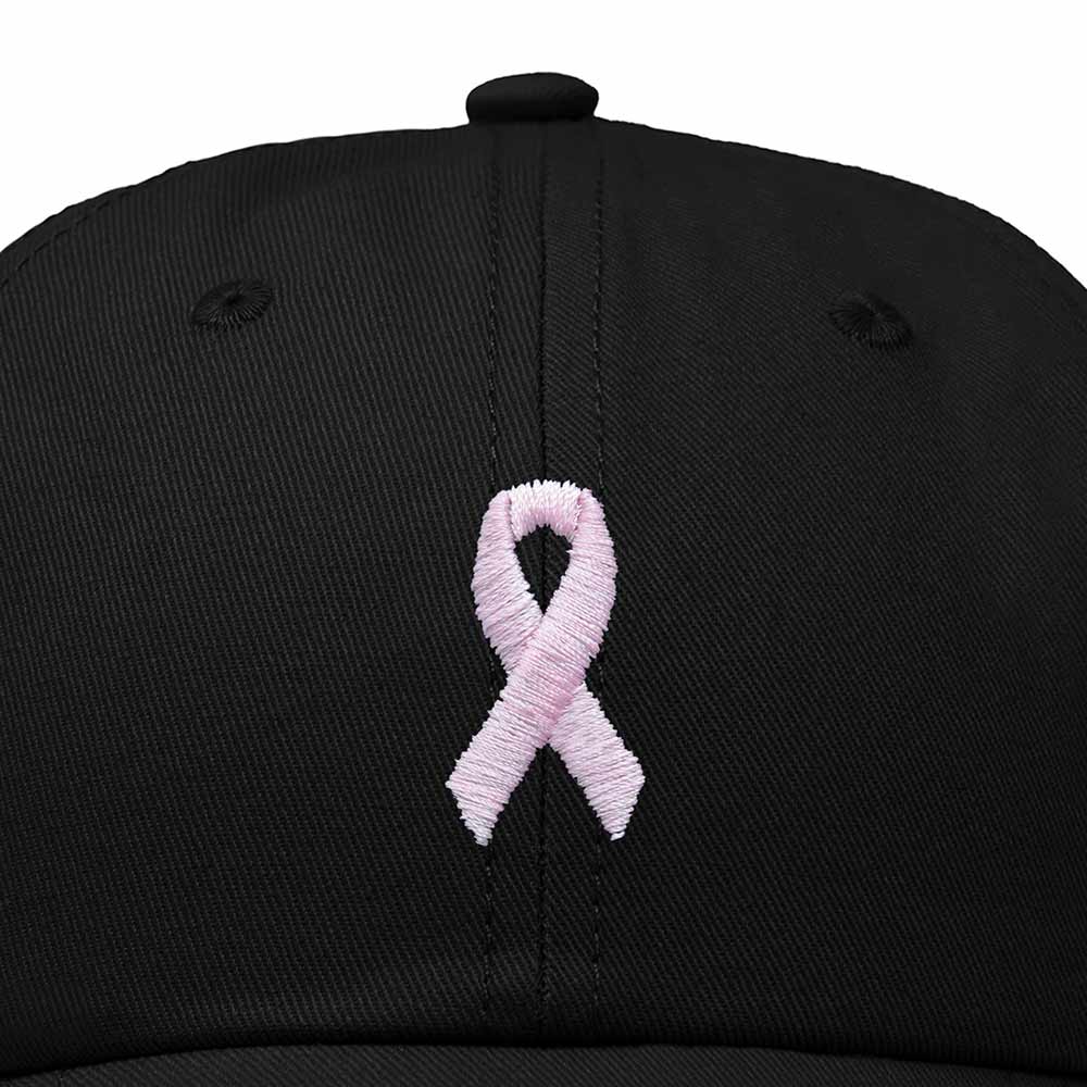 Dalix Pink Ribbon Dad Hat Breast Cancer Awareness Adjustable Cotton Baseball Cap Unstructured Low Profile Cap Womens in Black