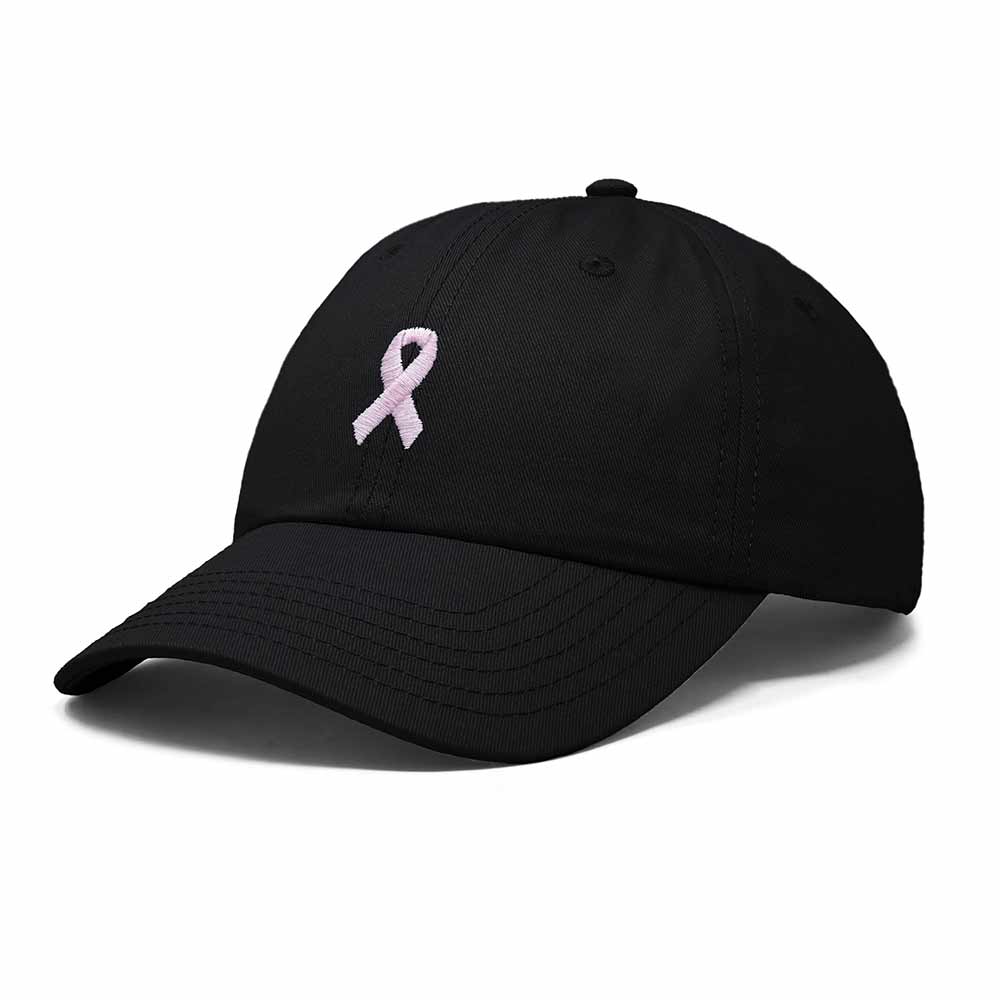Dalix Pink Ribbon Dad Hat Breast Cancer Awareness Adjustable Cotton Baseball Cap Unstructured Low Profile Cap Womens in Black