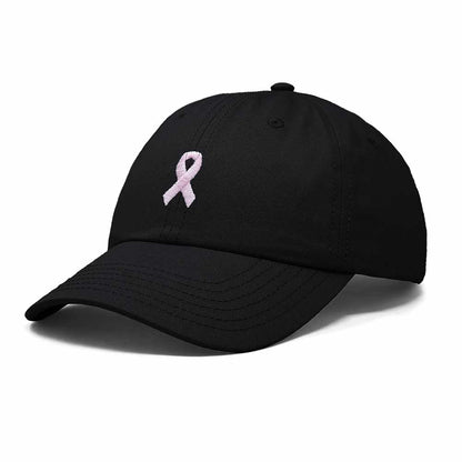 Dalix Pink Ribbon Dad Hat Breast Cancer Awareness Adjustable Cotton Baseball Cap Unstructured Low Profile Cap Womens in Black