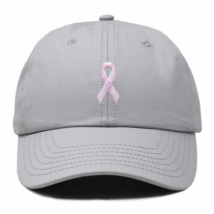 Dalix Pink Ribbon Dad Hat Breast Cancer Awareness Adjustable Cotton Baseball Cap Unstructured Low Profile Cap Womens in Gray