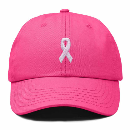 Dalix Pink Ribbon Dad Hat Breast Cancer Awareness Adjustable Cotton Baseball Cap Unstructured Low Profile Cap Womens in Hot Pink