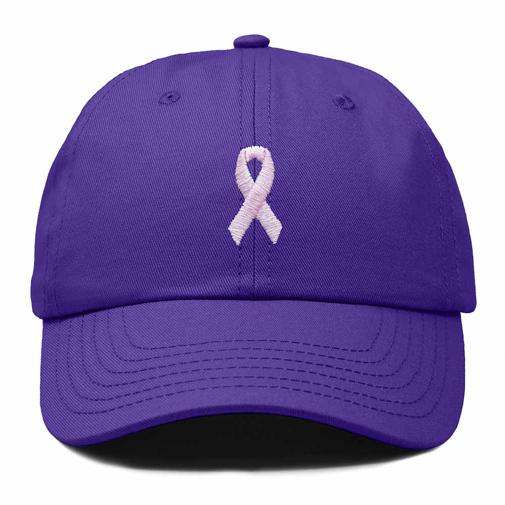 Dalix Pink Ribbon Dad Hat Breast Cancer Awareness Adjustable Cotton Baseball Cap Unstructured Low Profile Cap Womens in Purple