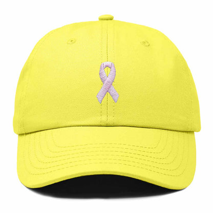 Dalix Pink Ribbon Dad Hat Breast Cancer Awareness Adjustable Cotton Baseball Cap Unstructured Low Profile Cap Womens in Yellow