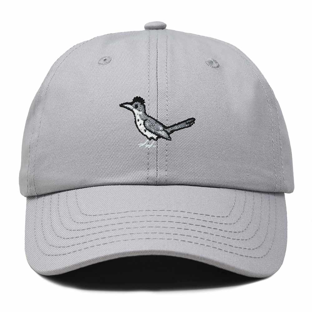 Dalix Greater Roadrunner New Mexico Embroidered Bird Cotton Baseball Cap Dad Hat Mens Womens Outdoor Summer in Gray