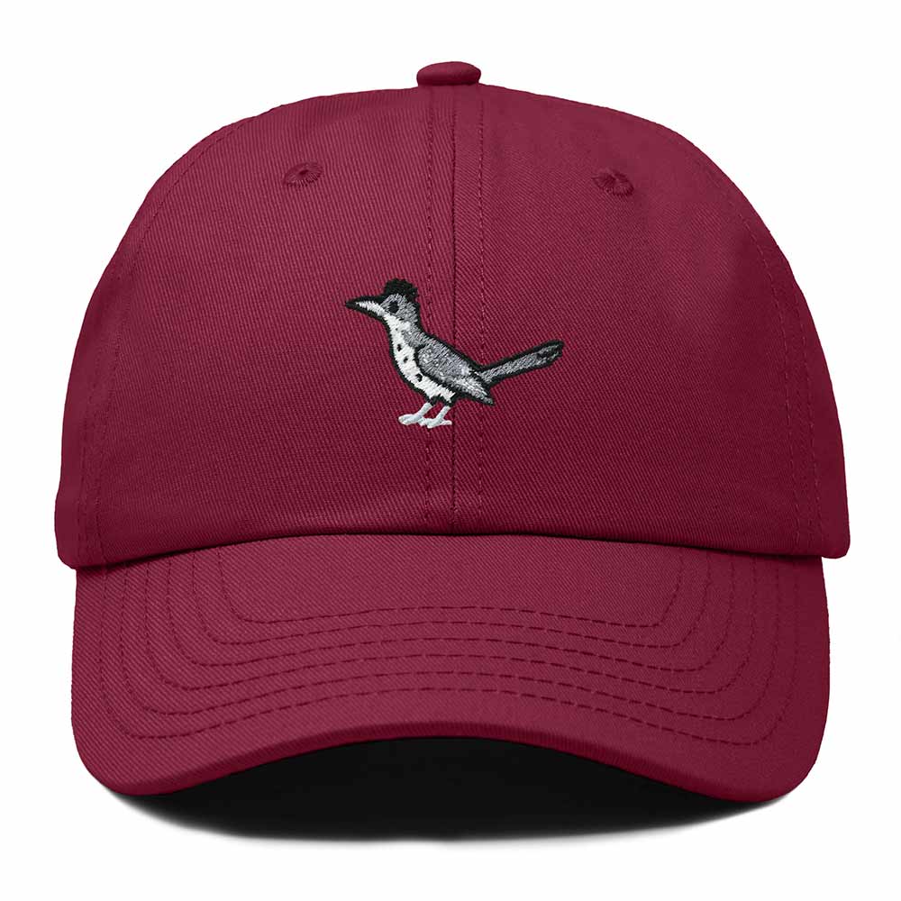 Dalix Greater Roadrunner New Mexico Embroidered Bird Cotton Baseball Cap Dad Hat Mens Womens Outdoor Summer in Maroon