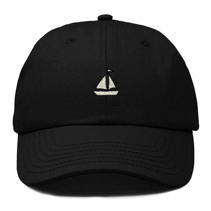 Dalix Sailboat Embroidered Adjustable Cotton Twill Nautical Dad Hat for Men in Black