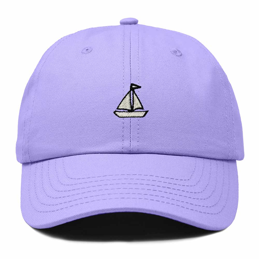 Dalix Sailboat Embroidered Adjustable Cotton Twill Nautical Dad Hat for Men in Lavender