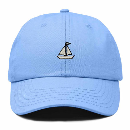 Dalix Sailboat Embroidered Adjustable Cotton Twill Nautical Dad Hat for Men in Light Blue