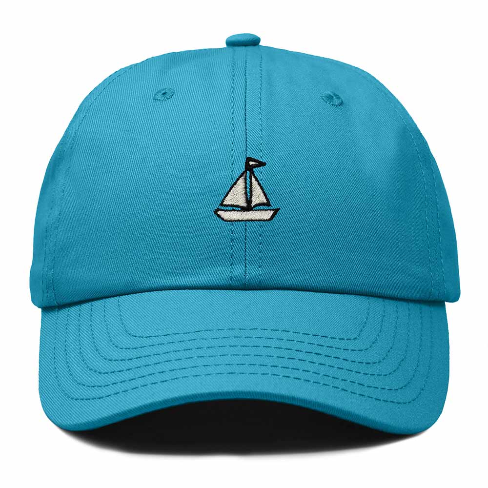 Dalix Sailboat Embroidered Adjustable Cotton Twill Nautical Dad Hat for Men in Teal