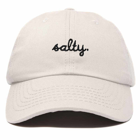 Dalix Salty Embroidered Cotton Beach Baseball Cap Adjustable Dad Hat Womens in Beige