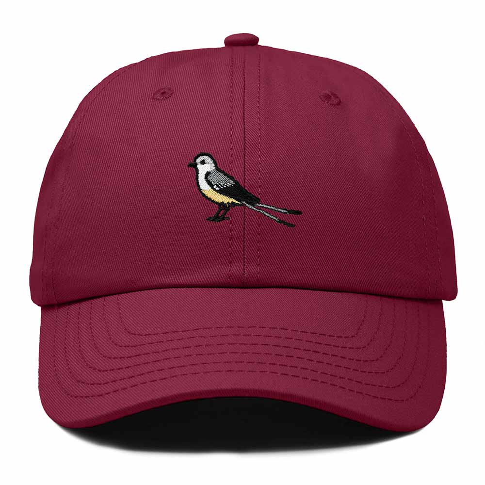 Dalix Scissor Tailed Flycatcher Oklahoma Embroidered Bird Cotton Baseball Cap Dad Hat Mens Womens Outdoor Summer in Maroon