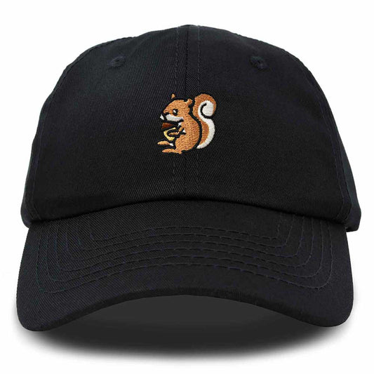 Dalix Squirrel Embroidered Cotton Dad Hat Casual Adjustable Baseball Cap for Nature and Animal Lovers Womens in Black