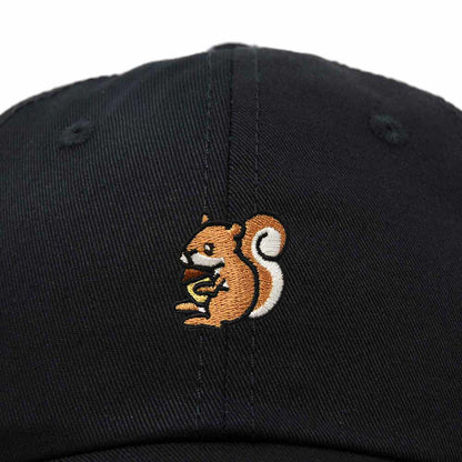 Dalix Squirrel Embroidered Cotton Dad Hat Casual Adjustable Baseball Cap for Nature and Animal Lovers Womens in Black