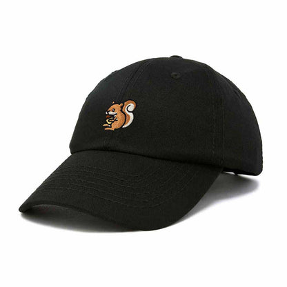 Dalix Squirrel Embroidered Cotton Dad Hat Casual Adjustable Baseball Cap for Nature and Animal Lovers Womens in Black