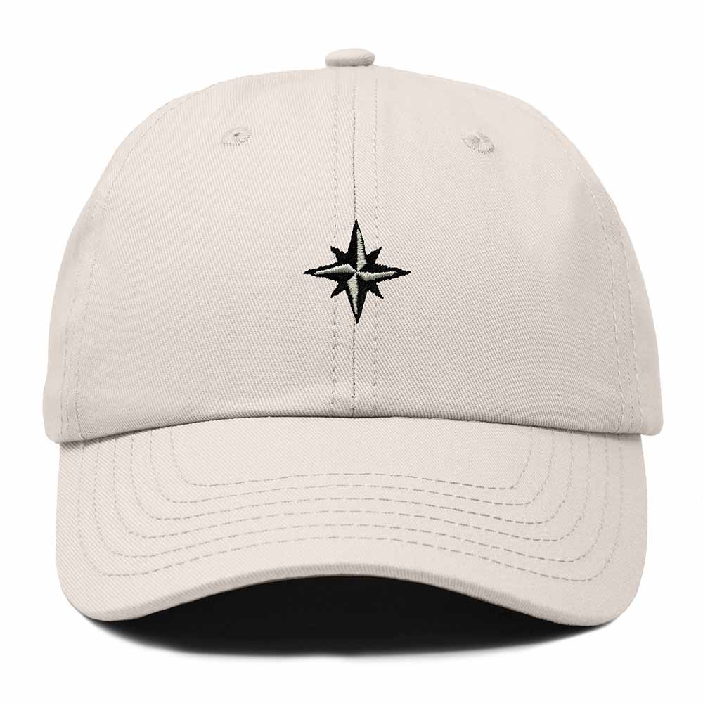 Dalix Star Embroidered Adjustable Cotton Twill Nautical Dad Hat for Men in Beige