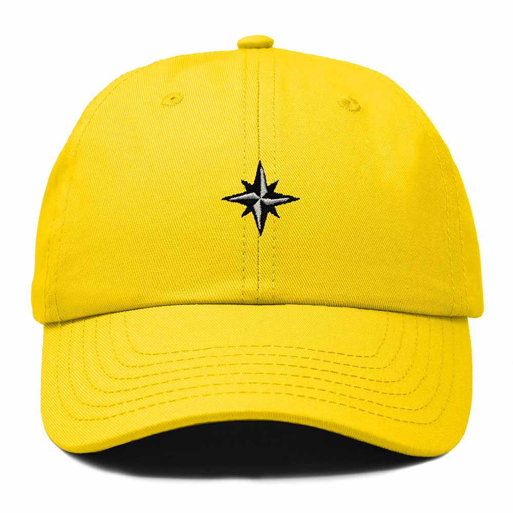 Dalix Star Embroidered Adjustable Cotton Twill Nautical Dad Hat for Men in Gold