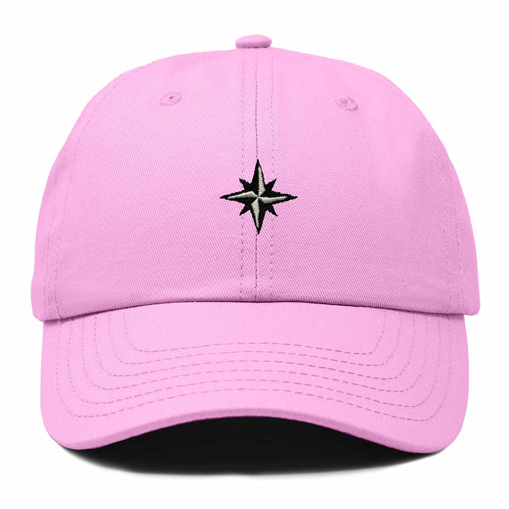 Dalix Star Embroidered Adjustable Cotton Twill Nautical Dad Hat for Men in Light Pink